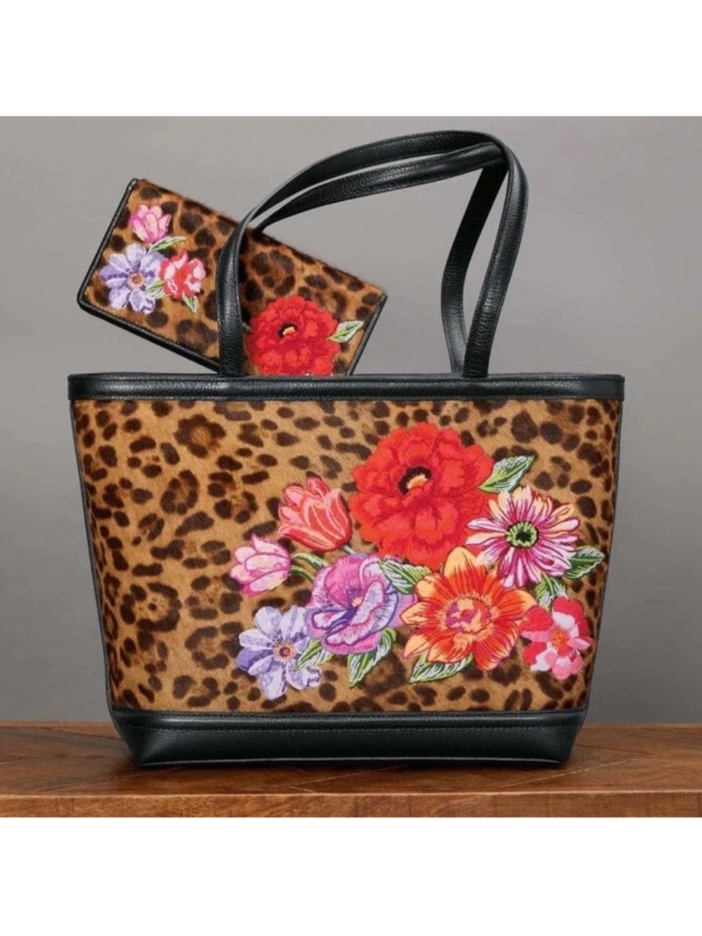 Brighton LEX TOTE Leather/Uptown Spots Rockmore Wallet Floral Animal  MSRP $900